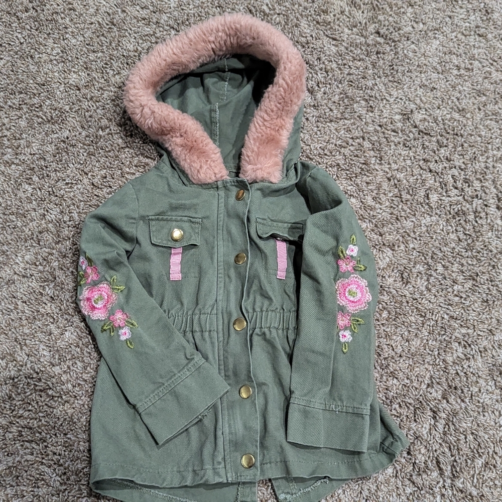 4t Little lass army jacket embroidered flowers